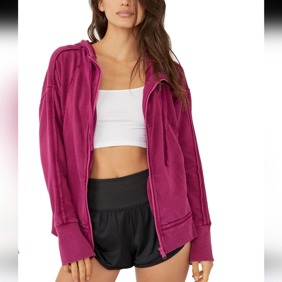 Free People Jackets & Blazers - Free People Movement Only One‎ Cotton Hoodie Zip-Up Jacket